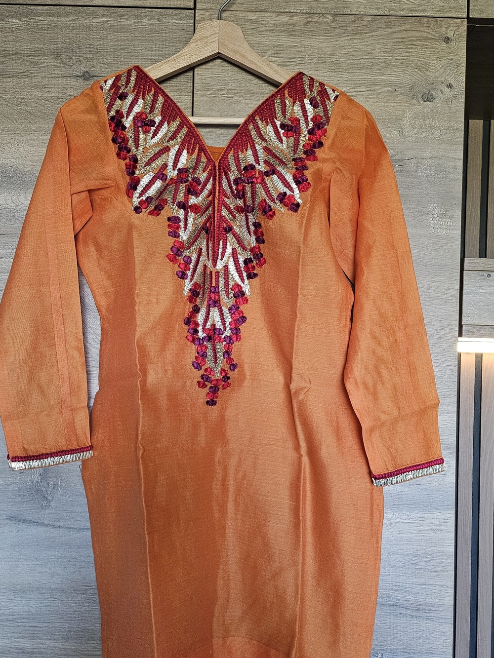 Embellished Orange Women's Kurta Dress